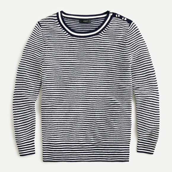 J. Crew Sweaters - J Crew Shoulder Button Stripe Sweater Merino Wool